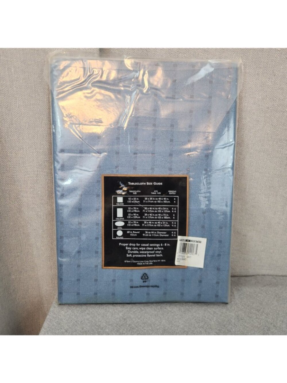 Summer Living Blue Flannel Backed Vinyl Tablecloth 1pc 52" x 90" Oblong NEW Oval - Picture 7 of 7